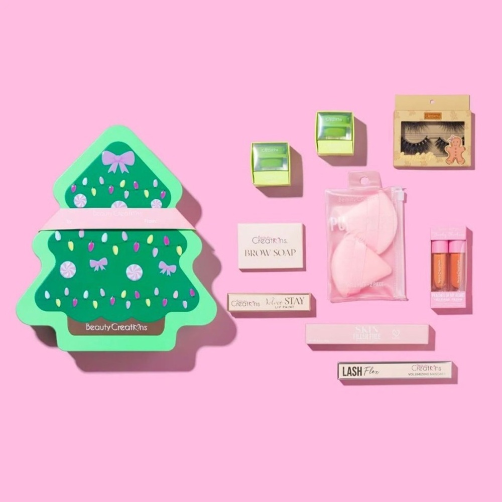 Beauty creations cosmetics tree tin box bundle holiday collection PR